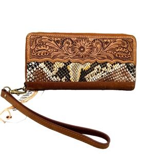 Shyanne Snake Print Tooled Leather Women's Wristlet Wallet Western Cowgirl NEW